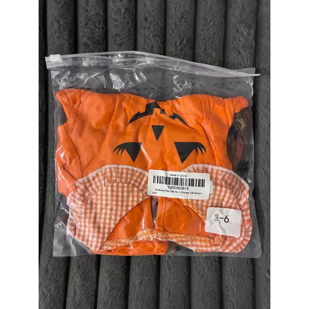 Baby Girl Halloween Outfit Infant Romper Tutu Dress Ghost Pumpkin Headband Socks